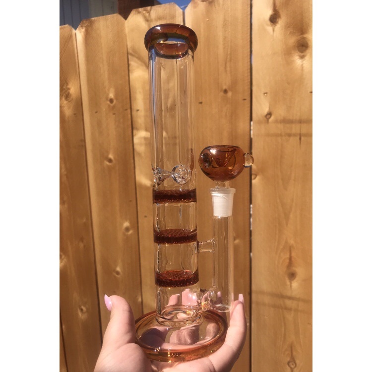 10 Inch Straight Cheap Bong Triple Honeycomb Perc Dab Rig Green Blue Glass Water Pipe review 0