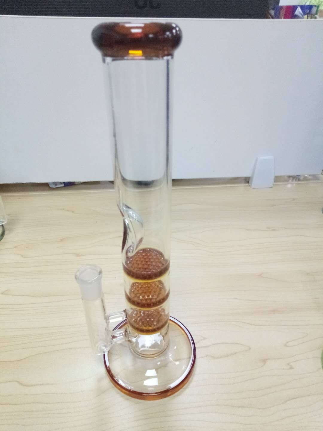 10 Inch Straight Cheap Bong Triple Honeycomb Perc Dab Rig Green Blue Glass Water Pipe review 0