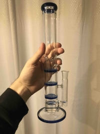10 Inch Straight Cheap Bong Triple Honeycomb Perc Dab Rig Green Blue Glass Water Pipe review 0