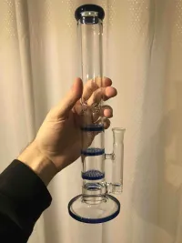 10 Inch Straight Cheap Bong Triple Honeycomb Perc Dab Rig Green Blue Glass Water Pipe review 0