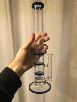 10 Inch Straight Cheap Bong Triple Honeycomb Perc Dab Rig Green Blue Glass Water Pipe review Rick