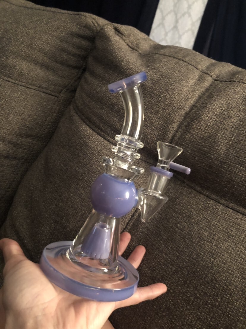 8 Inch Heady Glass Bong Little Beaker Dab Rig Showerhead Perc Water Pipe review 1