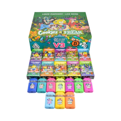USA Stock 500pcs/case Cookies x The Freak Brothers V3 2g Disposable Vape Dual Led Screen 01