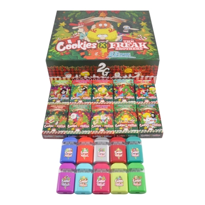 USA Stock 200pcs/case Cookies x The Freak Brothers Christmas Edition 1g+1g Disposable Vape Pen With Dual Chamber And Led Screen 01