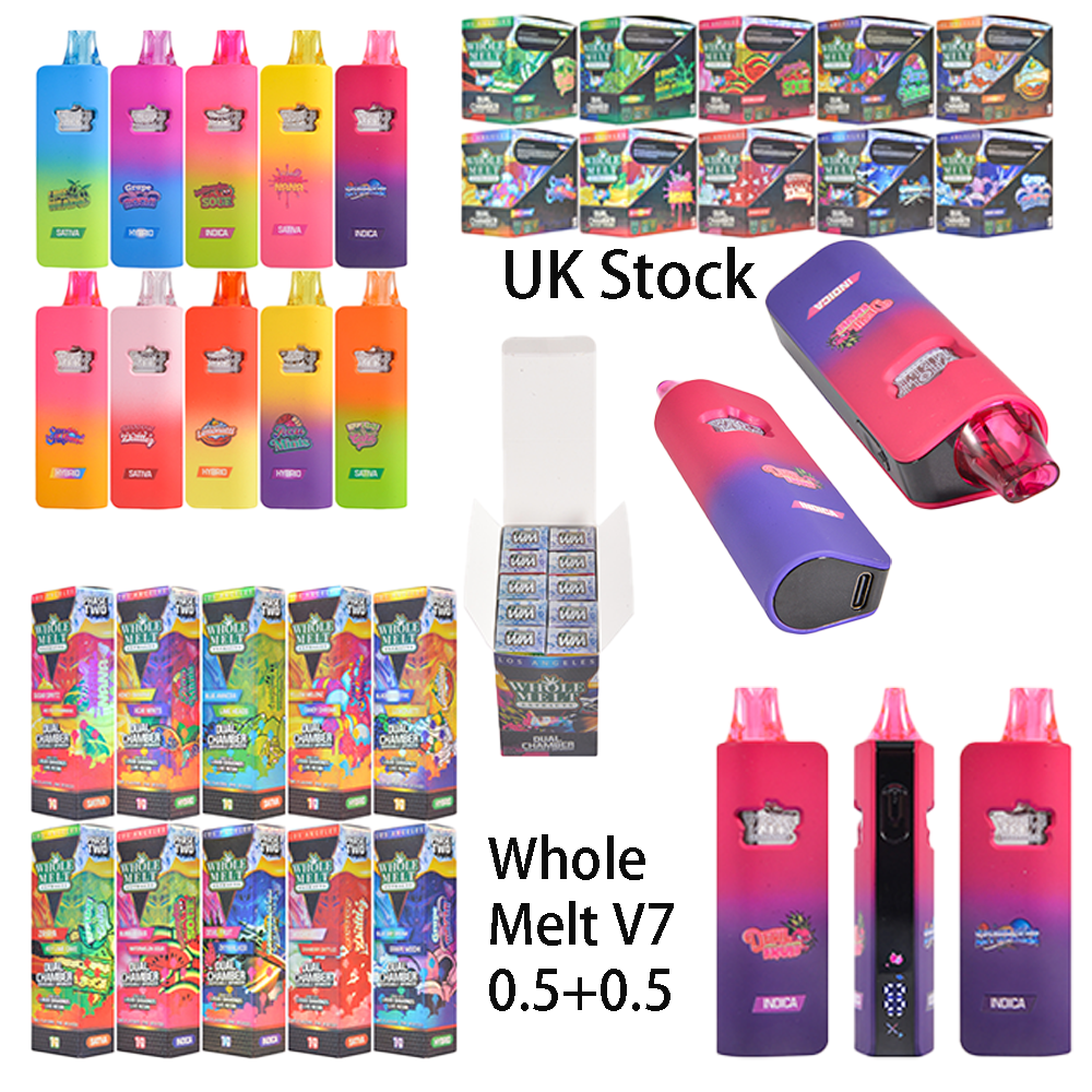 200pcs/case UK Stock Whole Melt V7 1g Dual Chamber  Empty Disposable Vape With Screen