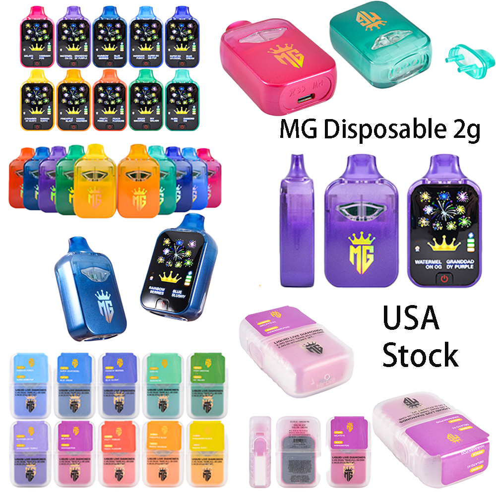500pcs/case USA Stock MG Tropical Palms Edition 2g Disposable Vape Dual Chamber With Screen