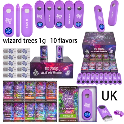 UK Stock 500pcs/case Wizard Trees 1g Empty Disposable Vape Pen With LED Screen  01