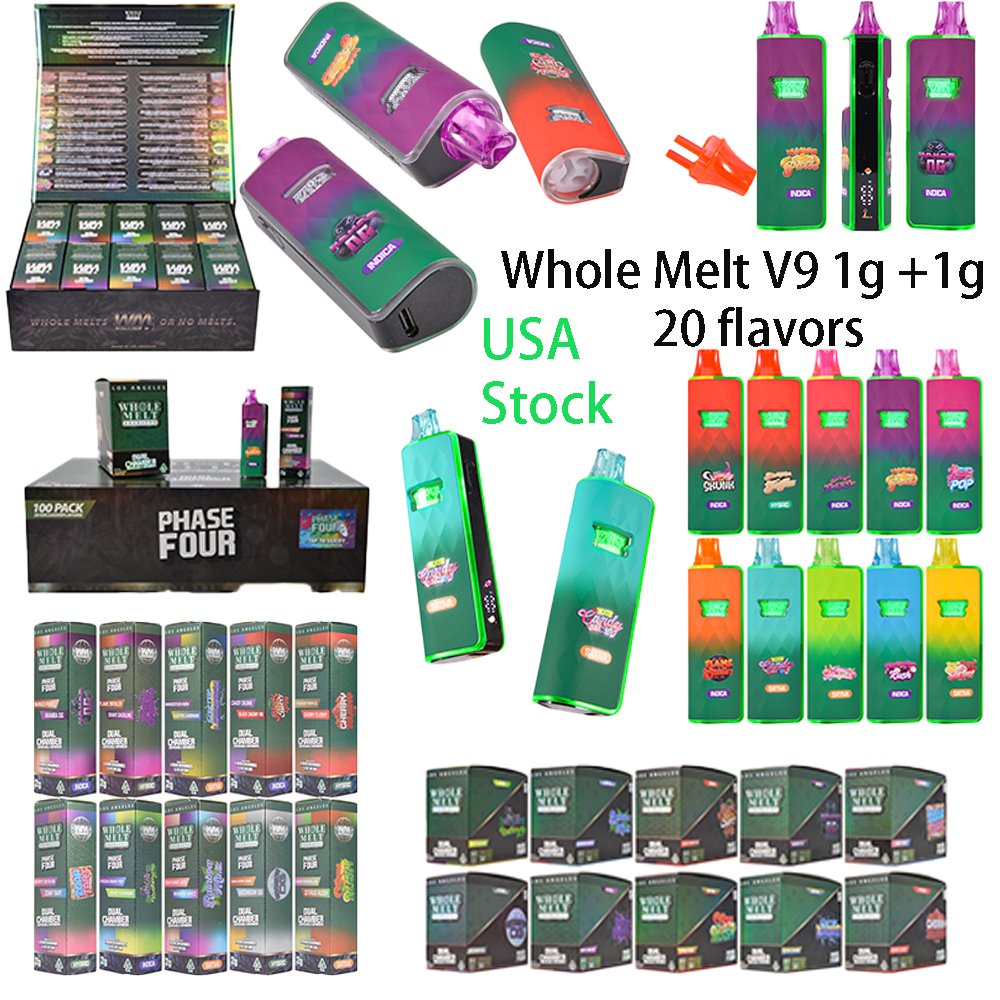 500pcs/case USA Stock Whole Melt V9 Phase 4 2g  Disposable Vape Dual Chamber With Screen