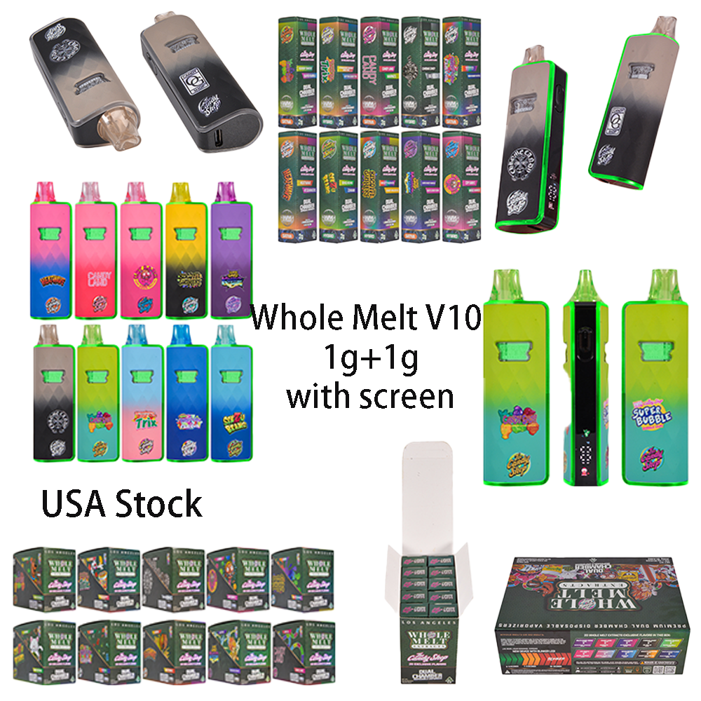 500pcs/case USA Stock Whole Melt V10 Disposable 2g Vape Dual Chambers With Digital Screen