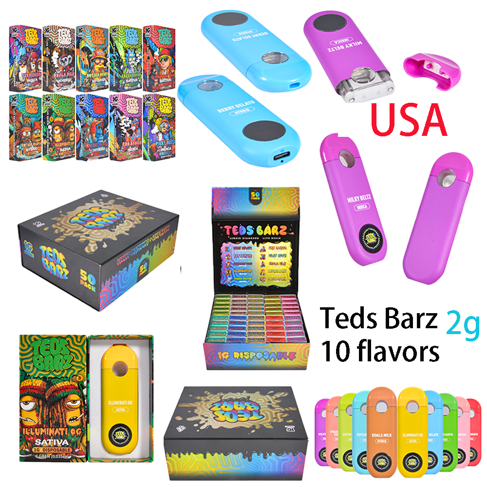 USA Stock 500pcs/case Teds Barz 2g Disposable Vape With LED Screen