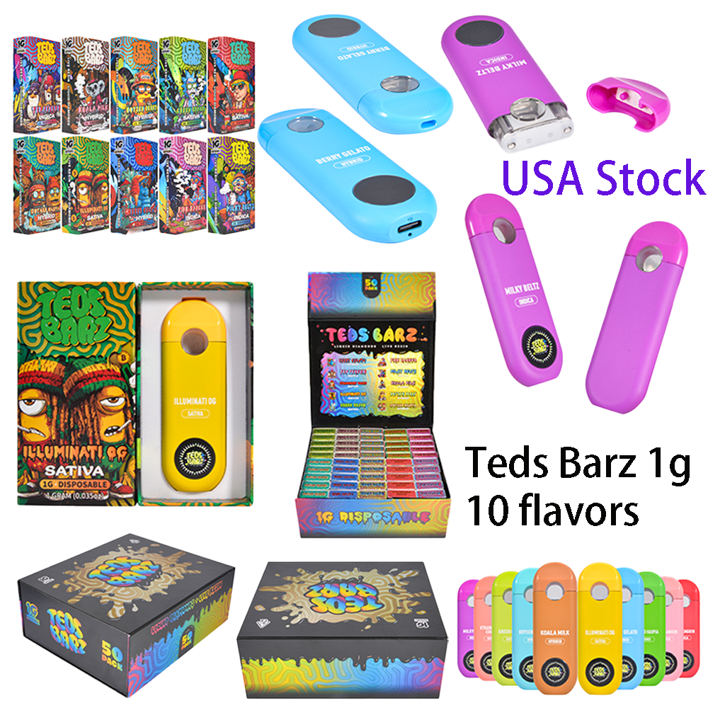 USA Stock 500pcs/case Teds Barz Disposable 1g  LED Screen