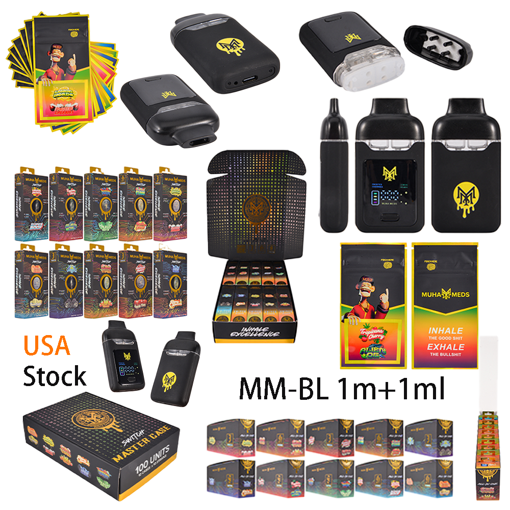 500pcs/case USA Stock Muha Meds x Blinkers 2g Empty Diaposable Dual Chamber & LED Screen