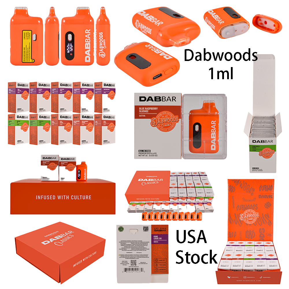 500pcs/case USA Stock Dabwoods Dabbar 1g Empty Disposable Vape With LED Screen