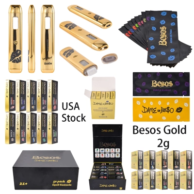 500pcs/case USA Stock Besos Gold Edition 2g Empty Disposable Vape Pen  01