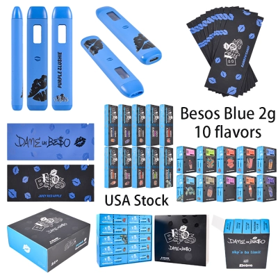 500pcs/case USA Stock Blue Besos Disposable Empty Vape 2g Postless 01