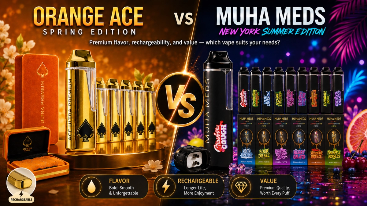 Orange Ace Disposable Spring Edition vs Muha Meds New York Summer Edition
