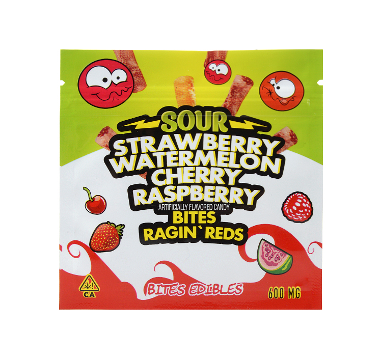 Sour Bites Edibles Packaging Cannabis Bags 3 Flavors 600mg Capacity