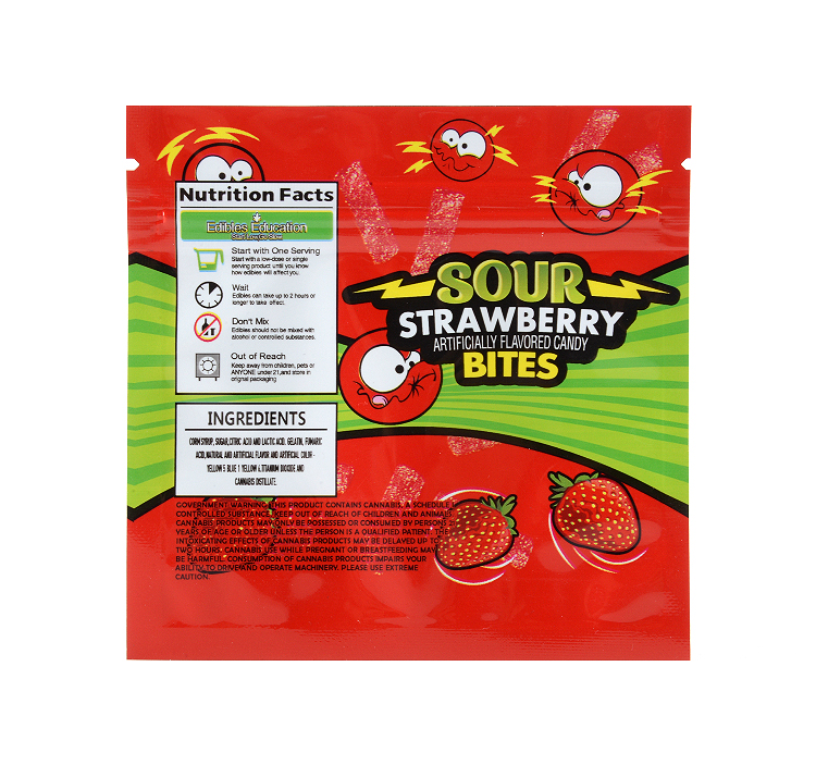 Sour Bites Edibles Packaging Cannabis Bags 3 Flavors 600mg Capacity