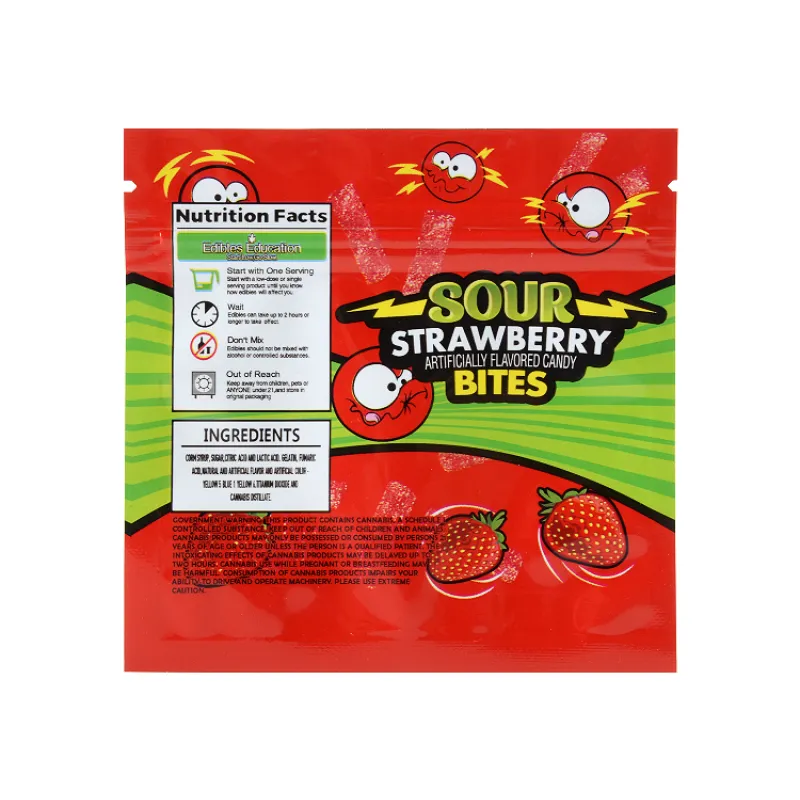 Sour Bites Edibles Packaging Cannabis Bags 3 Flavors 600mg Capacity