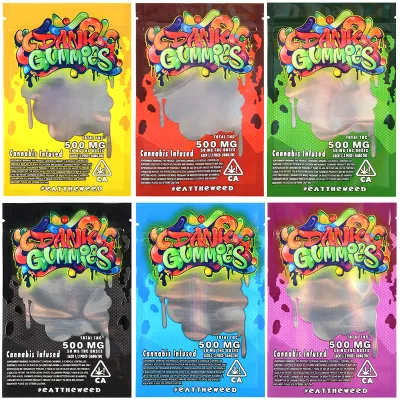 Dank Gummies Edibles Empty Packaging Bag 6 Colors 500mg Capacity 01