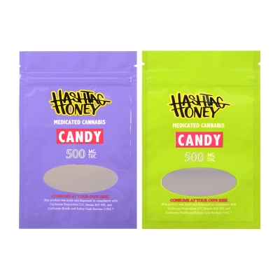 Hashtag Honey Medicated Candy Edibles Empty Packaging Bags 2 Colors 500mg Capacity 01