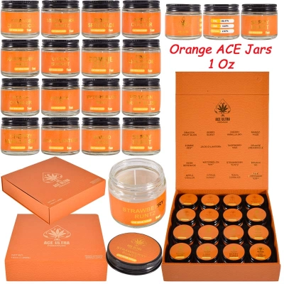 Orange ACE Ultra Premium Jars Packaging for Live Resin Sugar Concentrate 16 Flavors 1 Oz 01