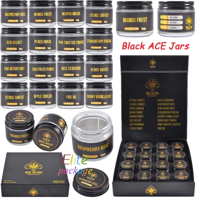  Black ACE Ultra Premium Jars Packaging for Live Resin Sugar Concentrate 16 Flavors 1 Oz 01