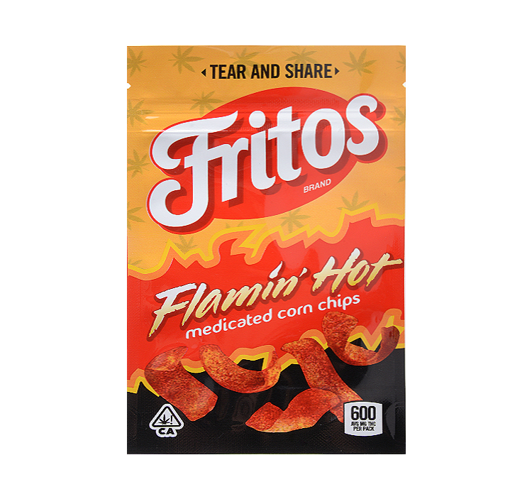 Fritos Flamin' Hot for THC Medicated Corn Chips Edibles Packaging Bags 600mg Capacity