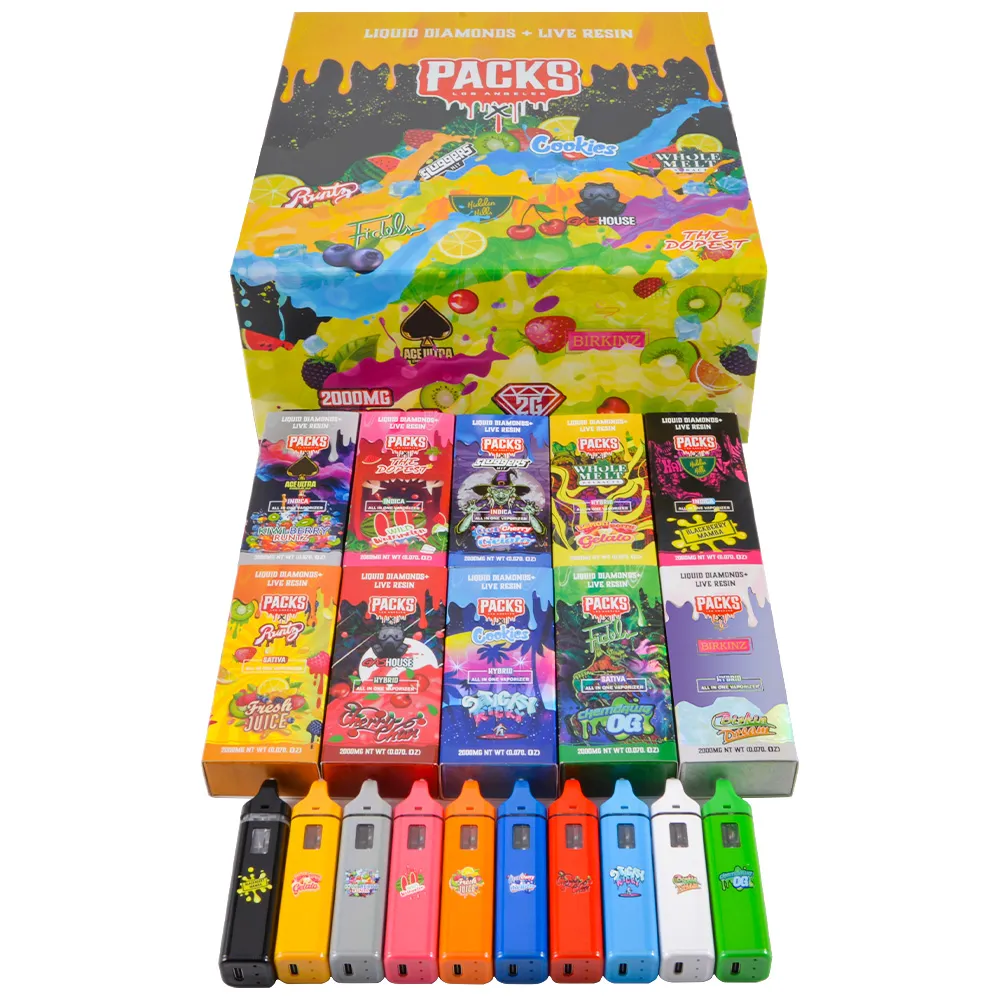 Packs LED Empty 2g Disposable Vape Wholesale Live Resin+Liquid Diamonds