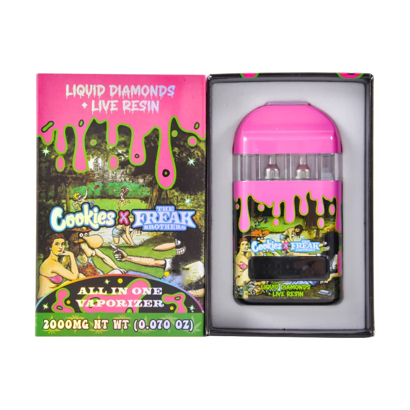 USA Cookies & the Freak Brothers 1g+1g Dual Chamber LED Empty Disposable Vape Wholesale Live Resin+Liquid Diamonds