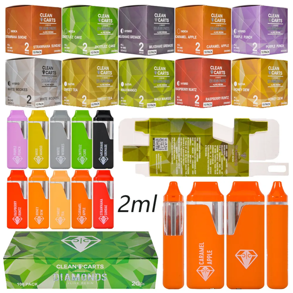 Clean Carts 2g Empty Disposable Vape Wholesale Live Resin+Liquid Diamonds