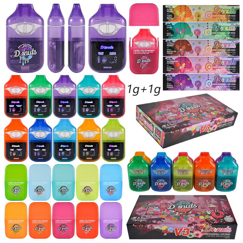 USA Donuts V3 Switch Empty 2g Dual Chamber 1g+1g LED Disposable Vape