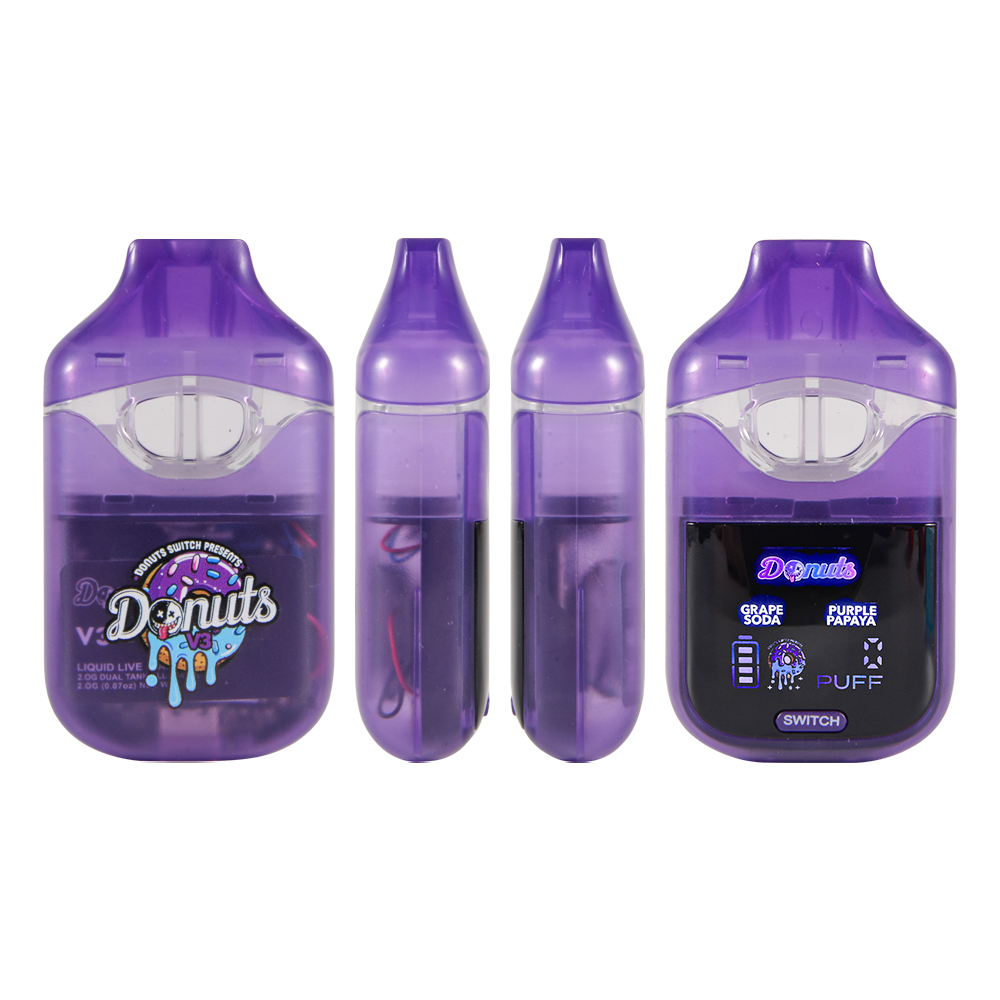USA Donuts V3 Switch Empty 2g Dual Chamber 1g+1g LED Disposable Vape