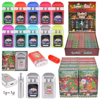 USA Christmas Cookies Freak Brothers LED Vape Empty 2g Dual Chamber 1g+1g Disposable 01