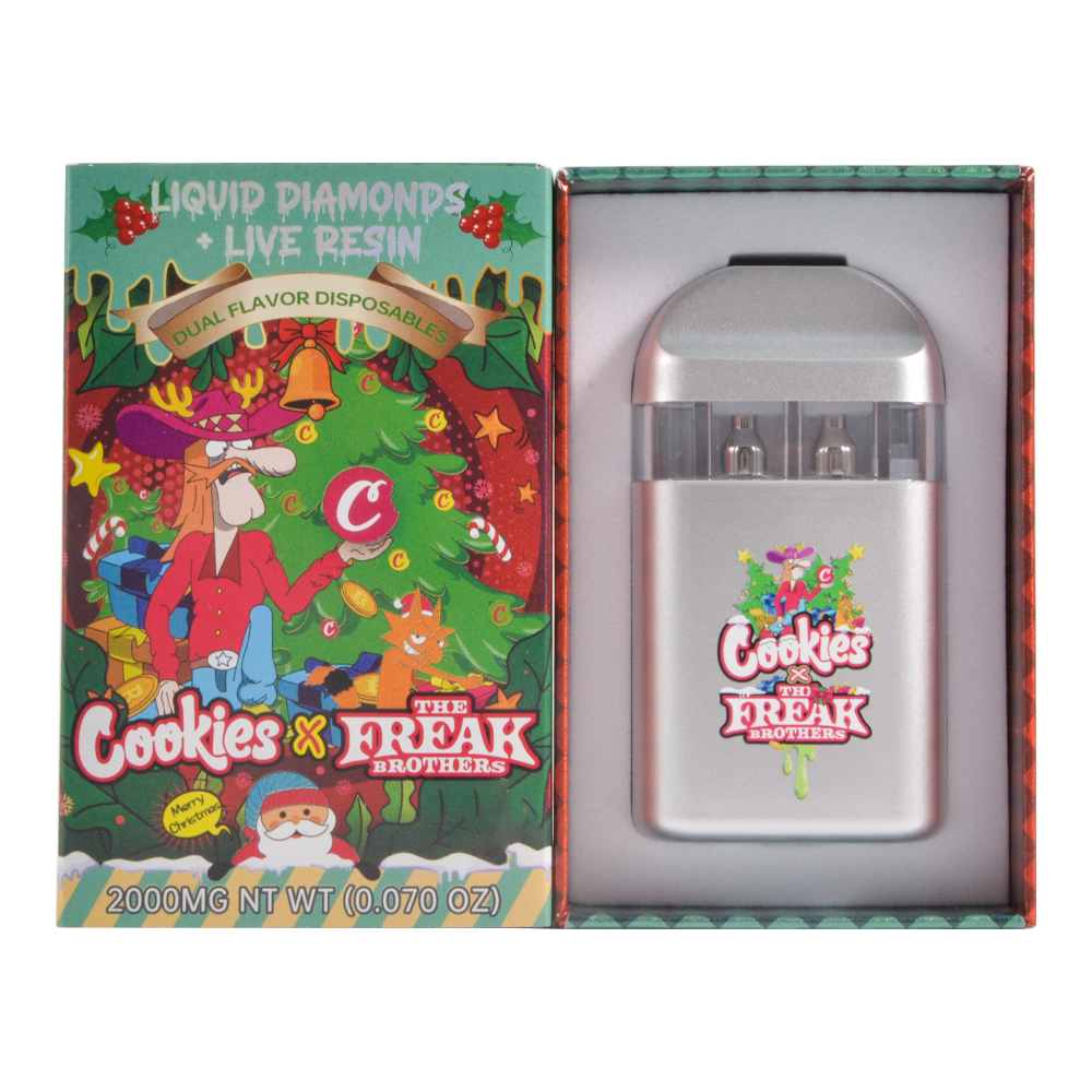 USA Christmas Cookies Freak Brothers LED Vape Empty 2g Dual Chamber 1g+1g Disposable