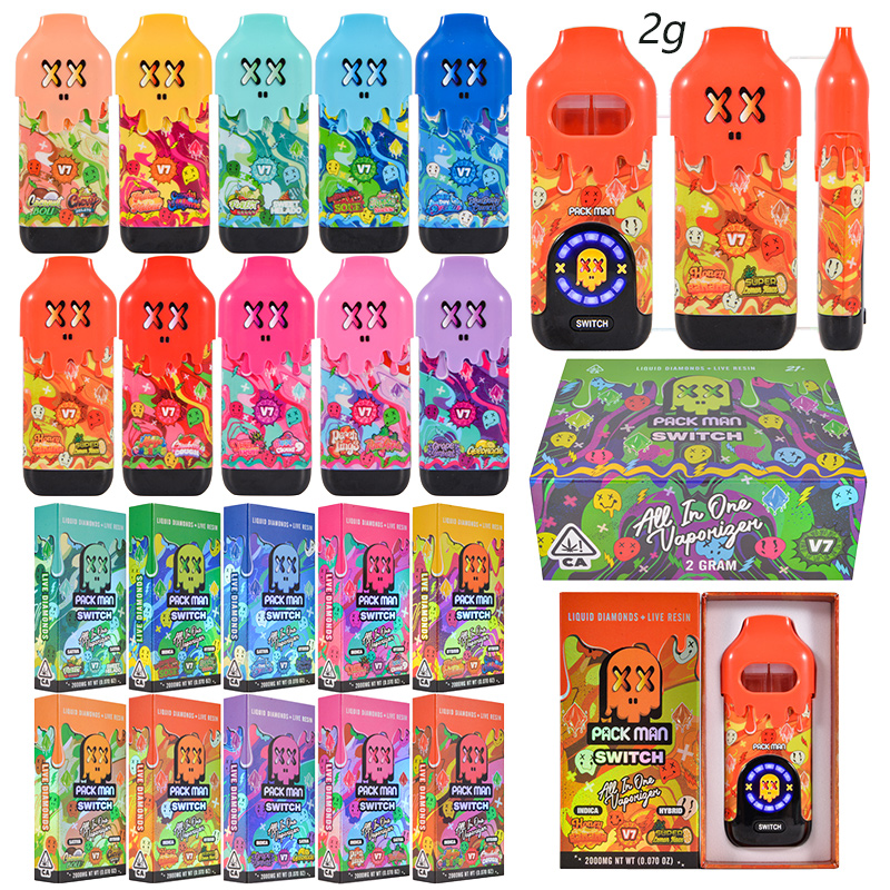 Packman V7 Disposable Vape Empty 2g LED Dual Chamber 1g+1g