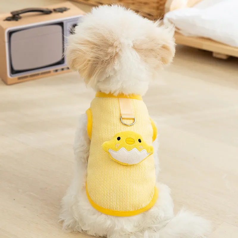 Cute Cartoon Traction Vest Cat Thin Pet Dog Clothes
