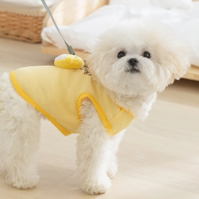 Cute Cartoon Traction Vest Cat Thin Pet Dog Clothes 01