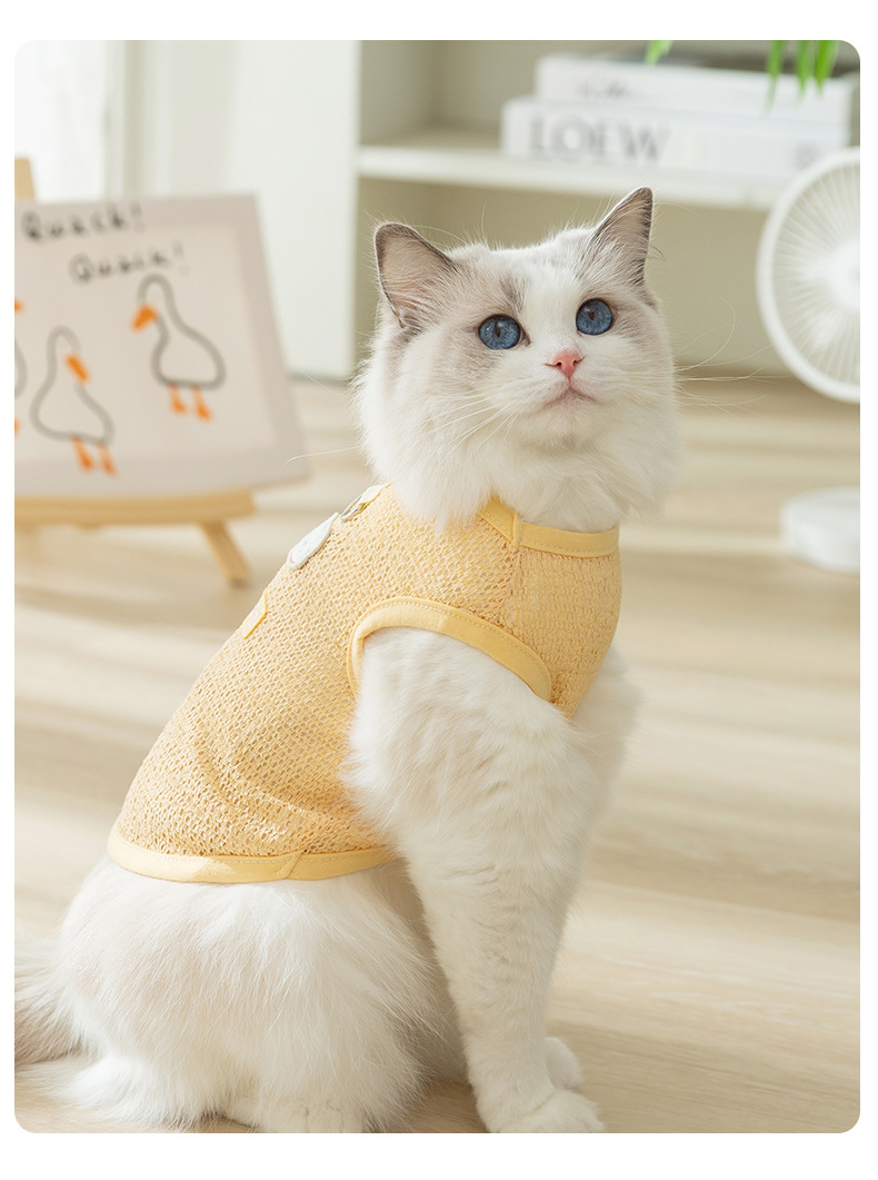  Hollow Breathable Bear Patch Traction Vest Pet Clothes