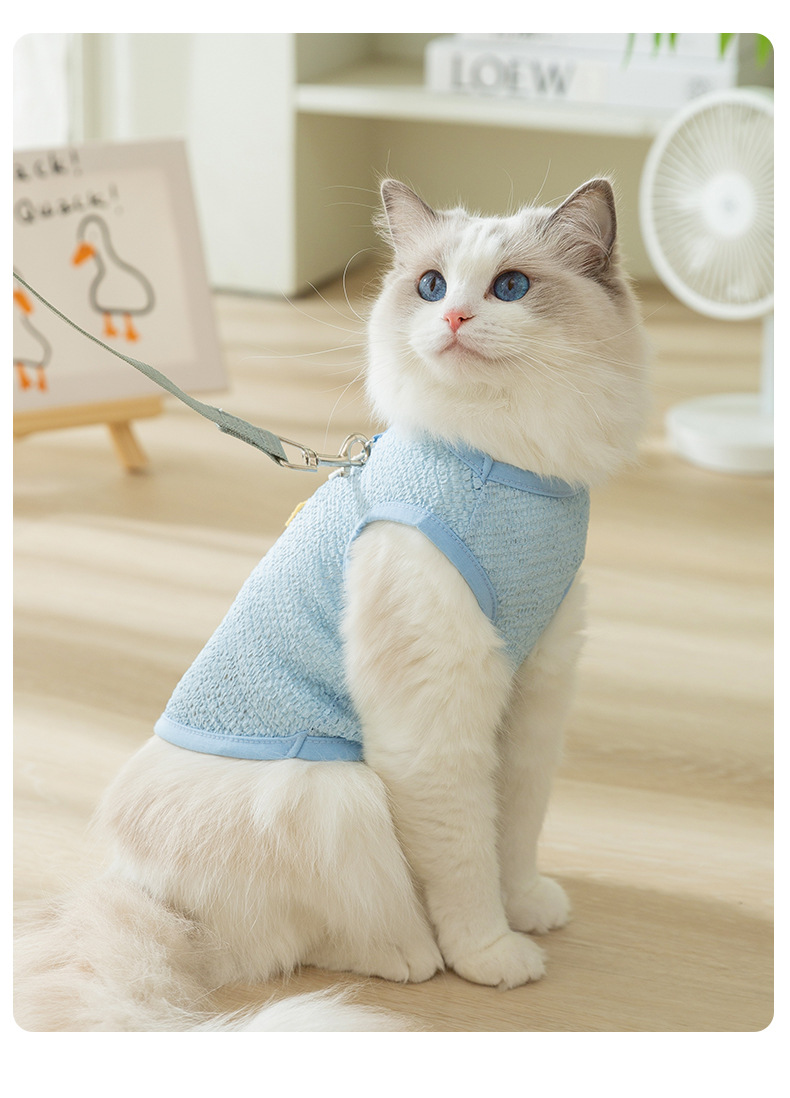  Hollow Breathable Bear Patch Traction Vest Pet Clothes