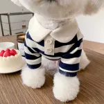 Casual Striped Round Neck T-Shirt Two-legged Pet Clothes