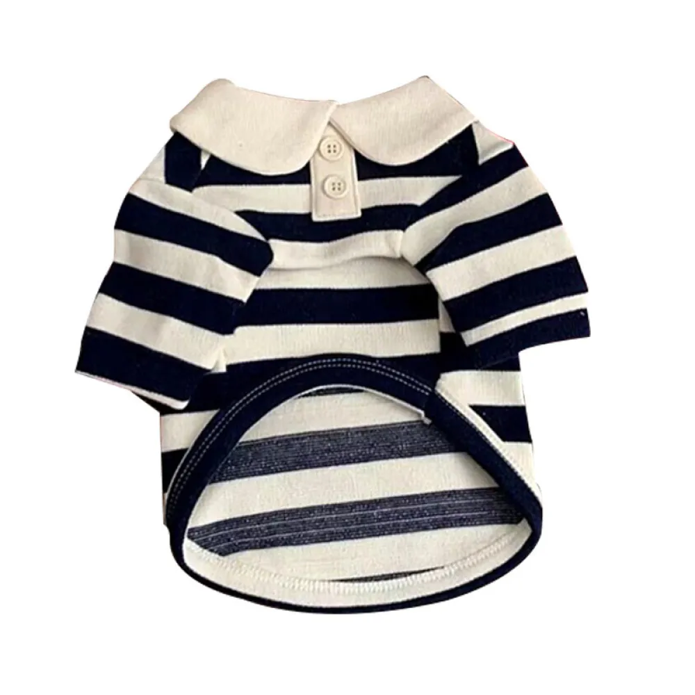 Casual Striped Round Neck T-Shirt Two-legged Pet Clothes