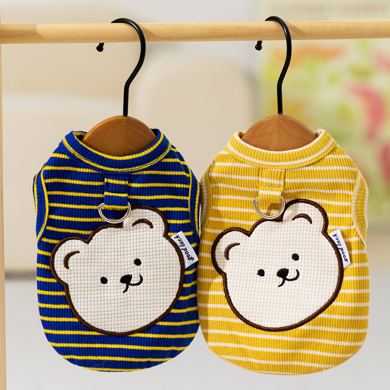 Cute Bear Striped Vest Breathable Thin Pet Clothes