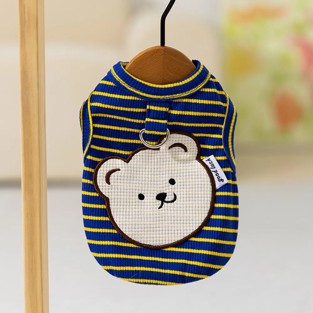 Cute Bear Striped Vest Breathable Thin Pet Clothes