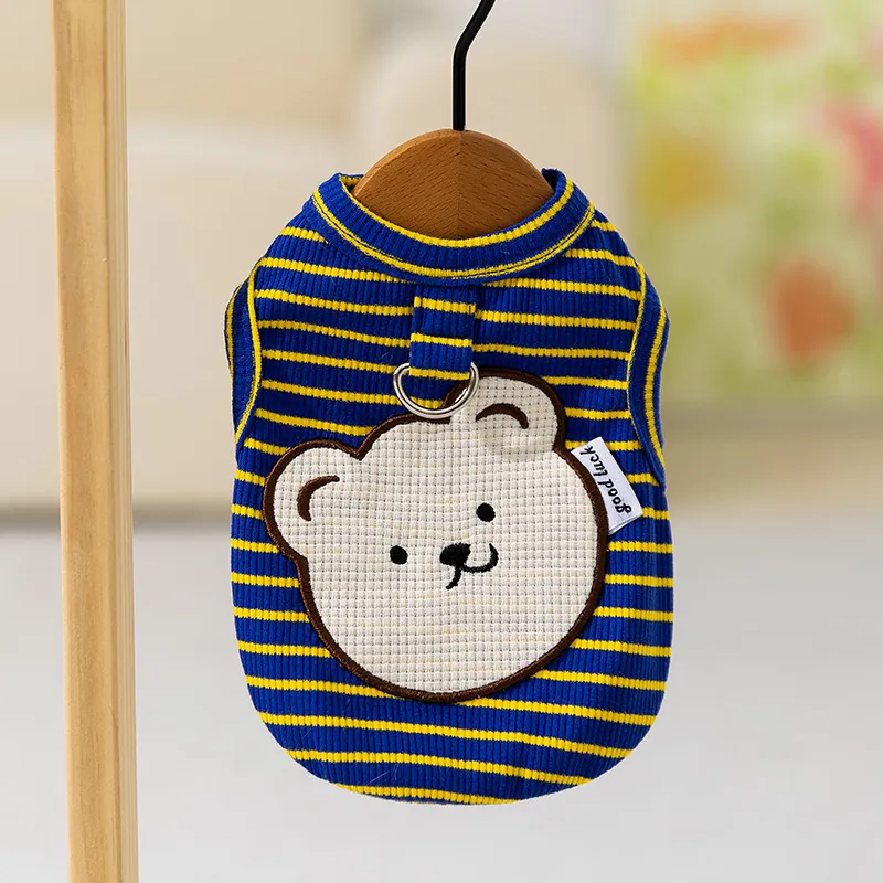 Cute Bear Striped Vest Breathable Thin Pet Clothes