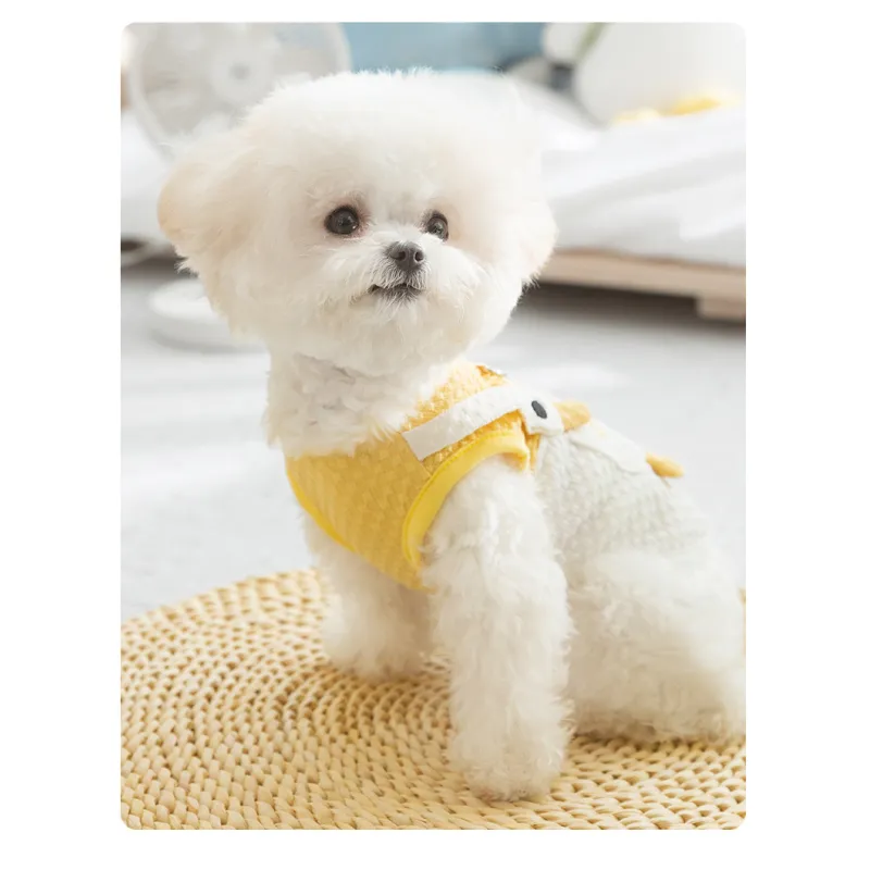 Cute Cartoon Funny Big White Goose Pocket Traction Pet Clothes