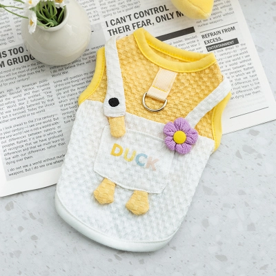 Cute Cartoon Funny Big White Goose Pocket Traction Pet Clothes 01