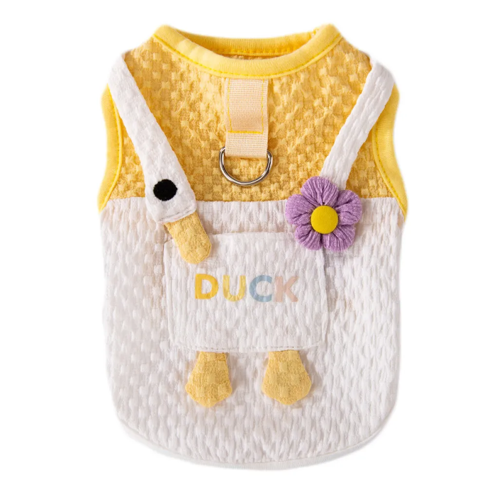 Cute Cartoon Funny Big White Goose Pocket Traction Pet Clothes