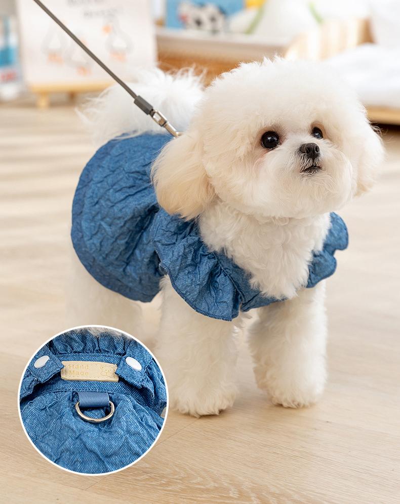Denim Dress Cat Two-Legged Suspender Skirt Pet Dog Clothes