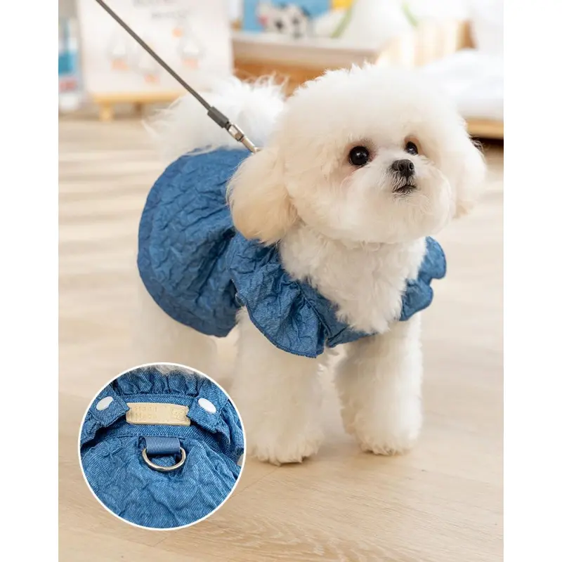 Denim Dress Cat Two-Legged Suspender Skirt Pet Dog Clothes